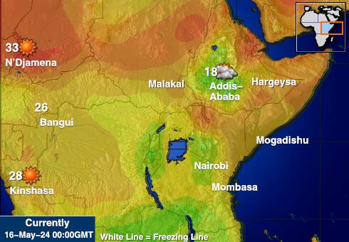 Rwanda Mapa temperatura Tempo 