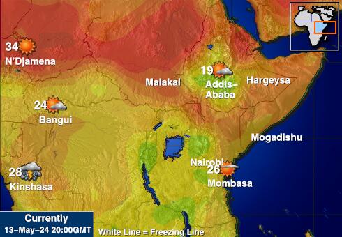 Руанда Карта погоды Температура 
