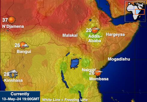 Ruanda Vreme Temperatura Zemljevid 