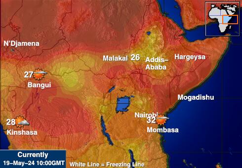 Ruanda Vremenska prognoza, Temperatura, karta 