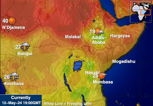 Rwanda Mapa počasí teplota 