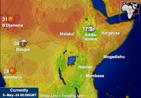 Ruanda Sää lämpötila kartta 
