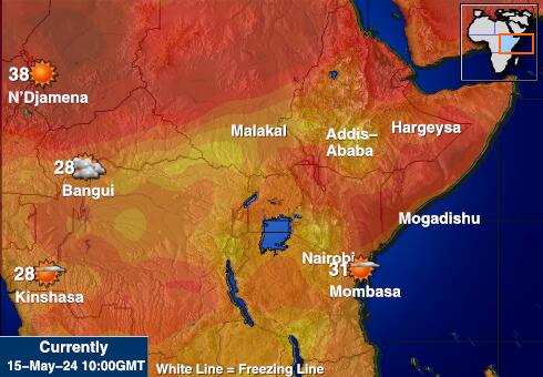 Ρουάντα Θερμοκρασία Καιρός χάρτη 