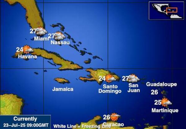 Saint-Barthélemy Temperatura Mapa pogody 