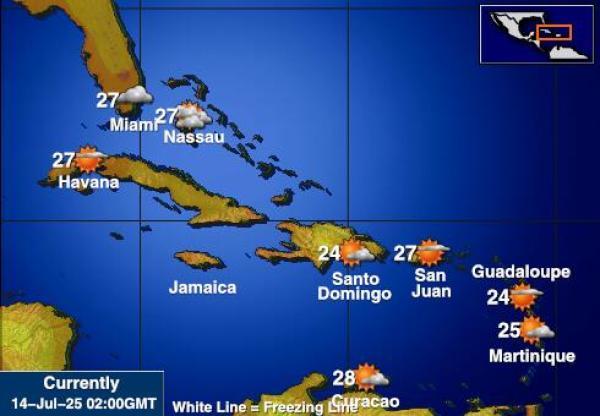Saint Barthélemy Weer temperatuur kaart 