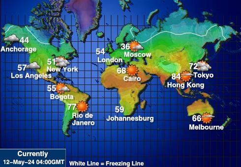 समोआ मौसम का तापमान मानचित्र 