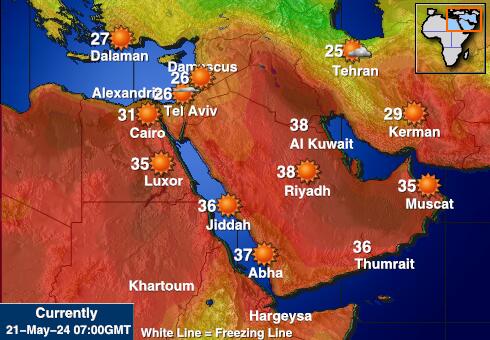 Saoedi-Arabië Weer temperatuur kaart 