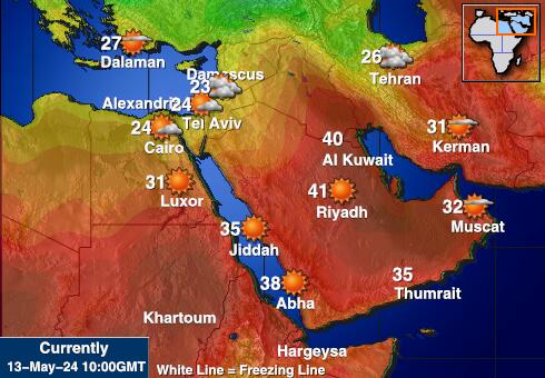 Szaud-Arábia Időjárás hőmérséklet térképen 