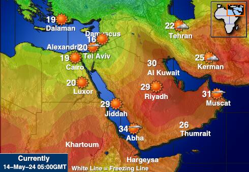 Arabia Saudită Harta temperaturii vremii 