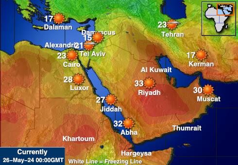Szaud-Arábia Időjárás hőmérséklet térképen 