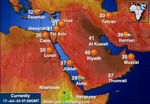Saoedi-Arabië Weer temperatuur kaart 
