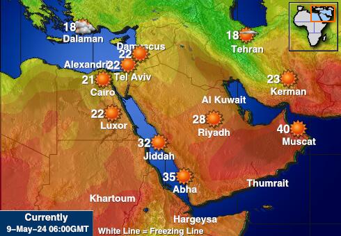 Саудијска Арабија Временска прогноза, Температура, Карта 