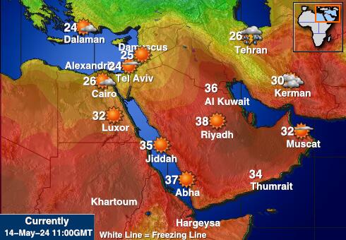 Саудијска Арабија Временска прогноза, Температура, Карта 