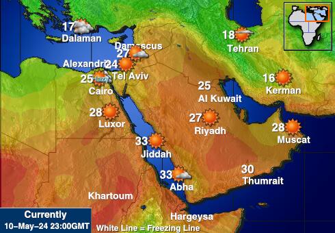 सऊदी अरब मौसम का तापमान मानचित्र 