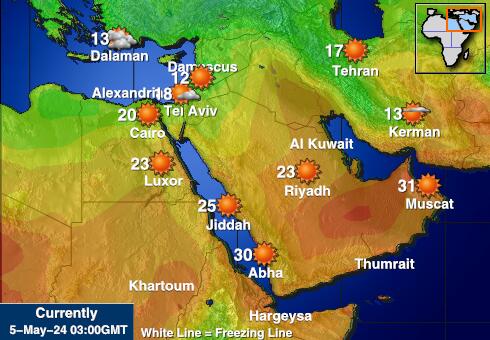 Saudi Araabias Ilm temperatuur kaart 