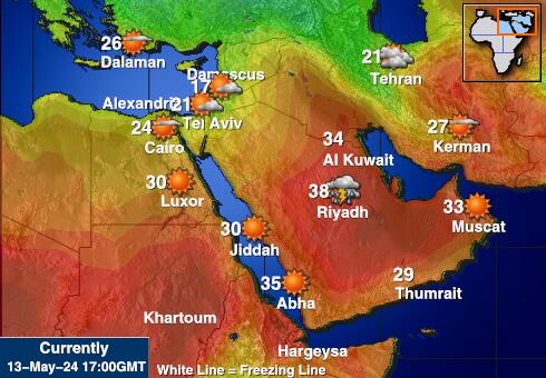Arab Saudi Peta suhu cuaca 