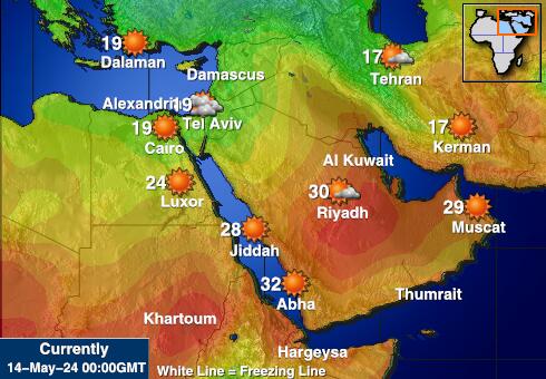 Saúdská Arábie Mapa počasí teplota 