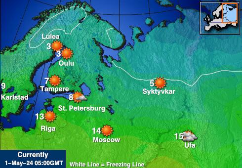 صربيا خريطة درجة حرارة الطقس 