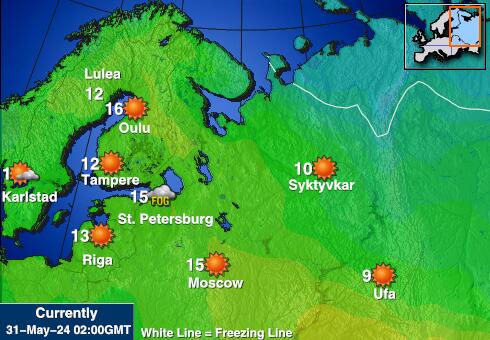 صربيا خريطة درجة حرارة الطقس 