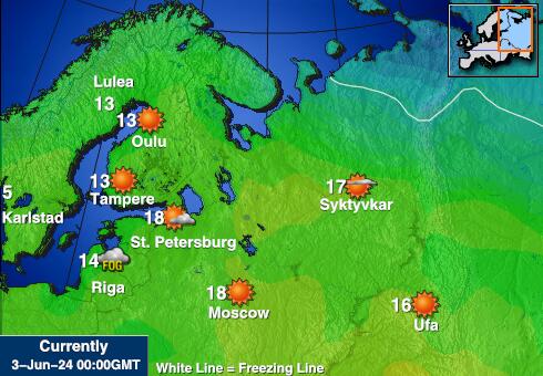 Serbia Sää lämpötila kartta 