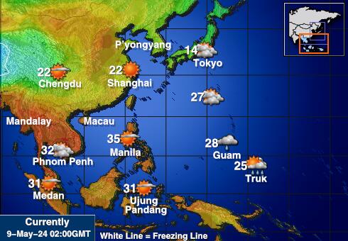 Сингапур Карта погоды Температура 