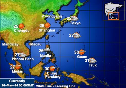 Singapur Mapa počasí teplota 