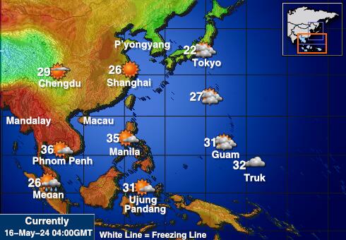 Сингапур Временска прогноза, Температура, Карта 