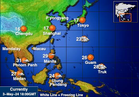 Singapur Mapa počasí teplota 
