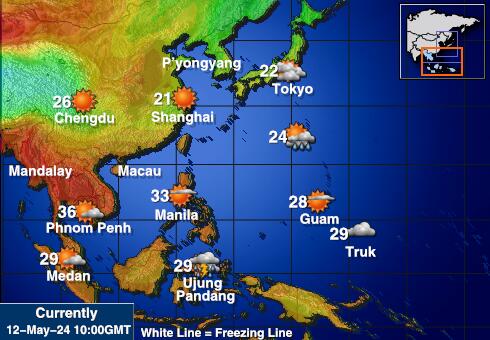 Singapur Vremenska prognoza, Temperatura, karta 