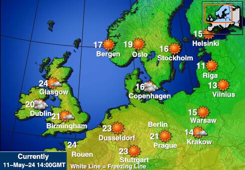 Slovensko Mapa teplôt počasia 