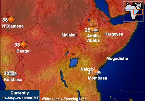 Szomáliában Időjárás hőmérséklet térképen 