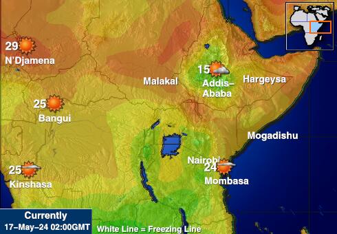 סומליה מפת טמפרטורת מזג האוויר 
