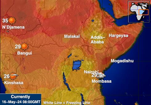 Somalia Mapa de temperatura Tiempo 