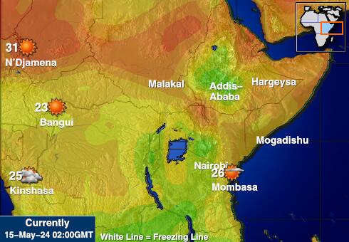 Somalija Vremenska prognoza, Temperatura, karta 