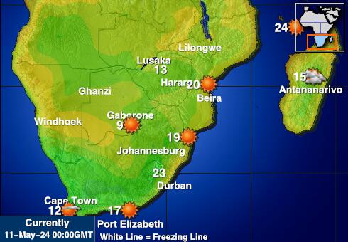 Sør-Afrika Været temperatur kart 