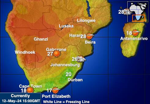 Jižní Afrika Mapa počasí teplota 