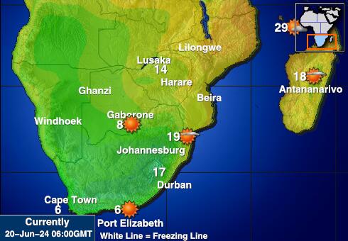 Africa de Sud Harta temperaturii vremii 