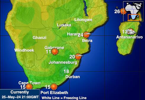 Güney Afrika Hava sıcaklığı haritası 