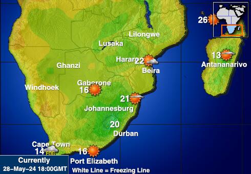 Lõuna-Aafrika Vabariik Ilm temperatuur kaart 