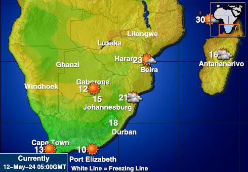 Sydafrika Vädertemperaturkarta 
