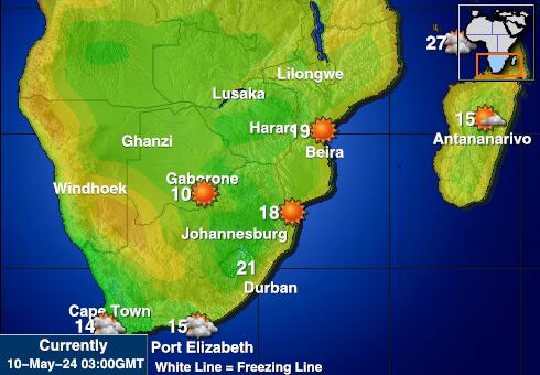 Sør-Afrika Været temperatur kart 