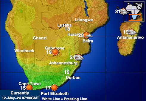 Južna Afrika Vreme Temperatura Zemljevid 