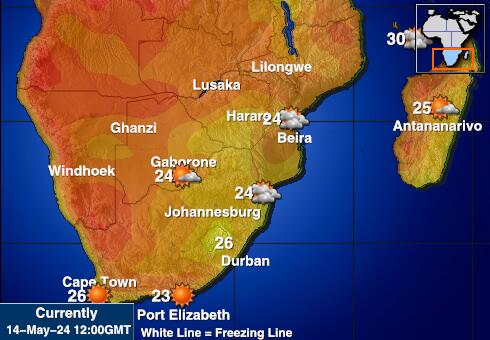 Afrique du Sud Carte des températures de Météo 