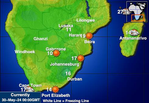 Южна Африка Температурна карта за времето 
