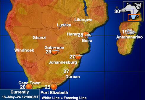 Νότια Αφρική Θερμοκρασία Καιρός χάρτη 