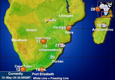Etelä-Afrikka Sää lämpötila kartta 