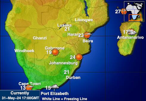 Etelä-Afrikka Sää lämpötila kartta 