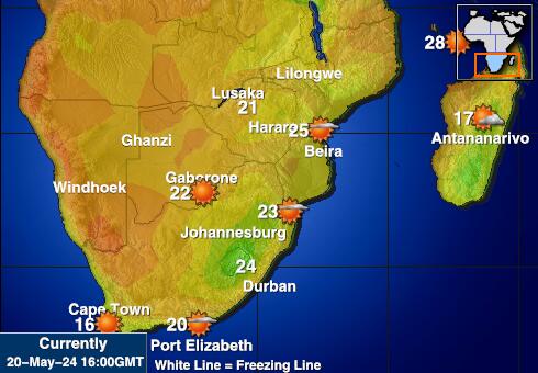 Zuid-Afrika Weer temperatuur kaart 