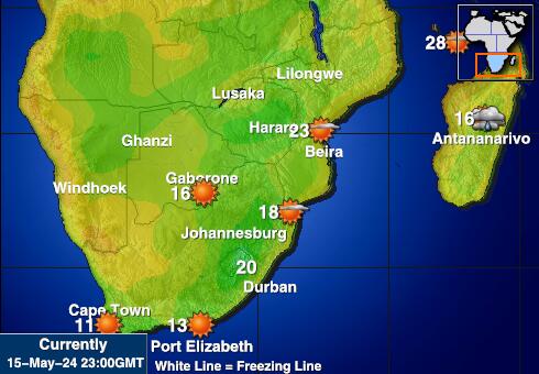 Südafrika Wetter Temperaturkarte 