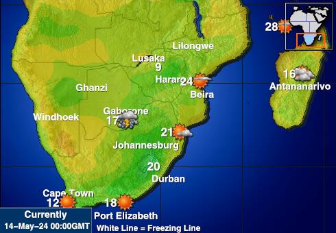 Sudáfrica Mapa de temperatura Tiempo 